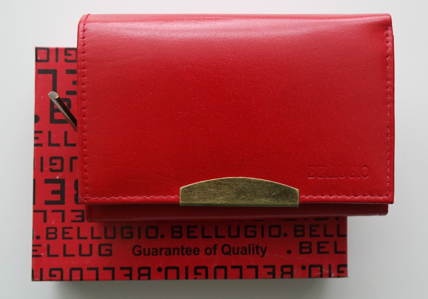 Červená kožená peněženka BELLUGIO se stříbrnými doplňky