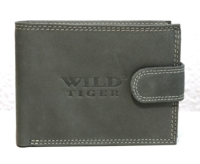 Šedá kožená peněženka WILD Tiger 