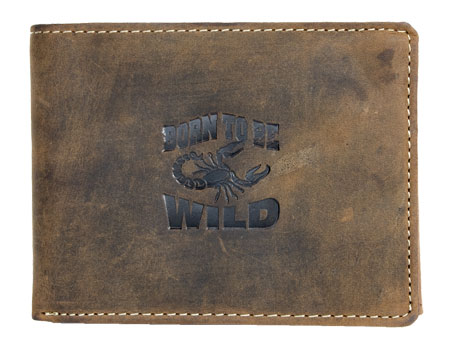 Hnědá kožená peněženka Born to be Wild se štírem