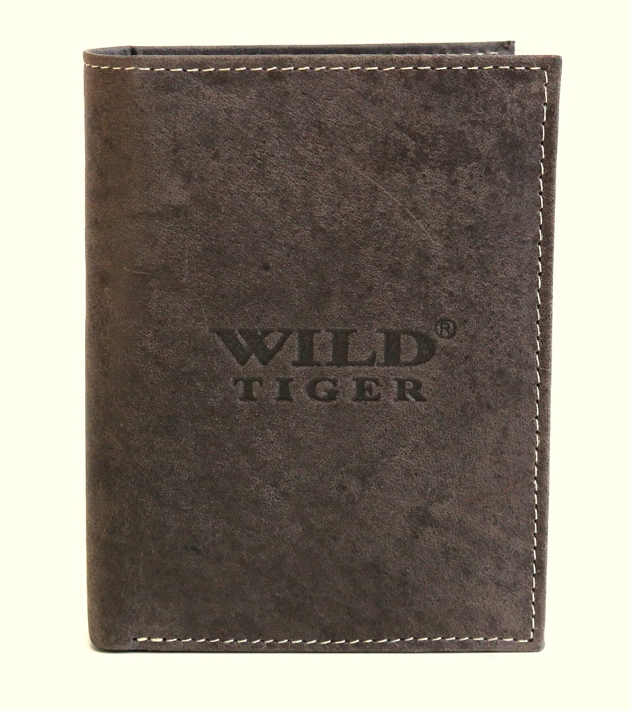 Tmavěhnědá kožená peněženka Wild Tiger (AM-28-123)