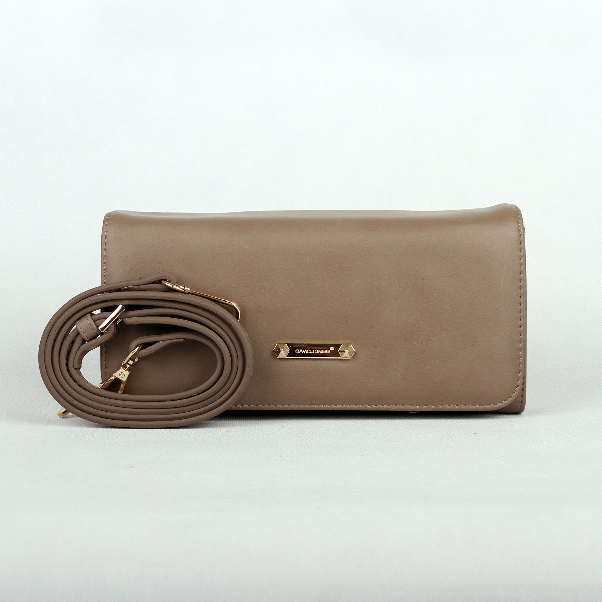 Hnědošedá (khaki) crossbody kabelka (psaníčko) David Jones 5504A