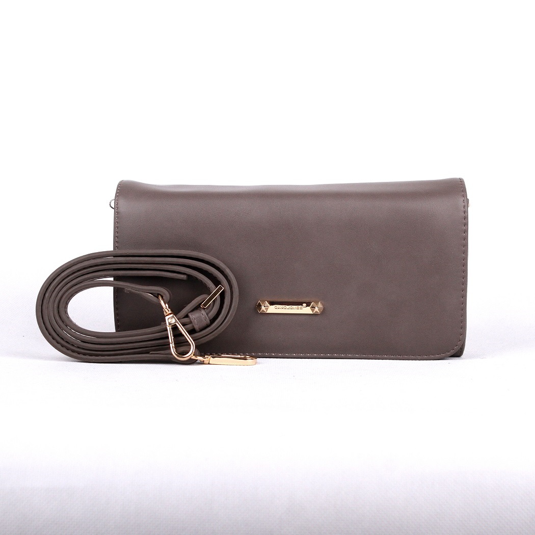 Šedohnědá (taupe) crossbody kabelka (psaníčko) David Jones 5504A