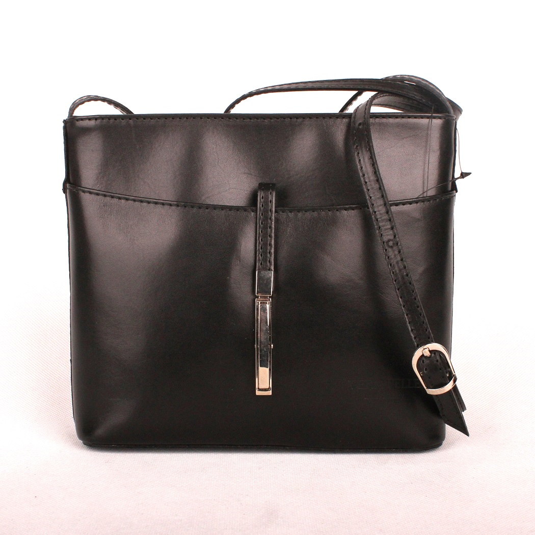 Malá kožená černá crossbody kabelka no. 44