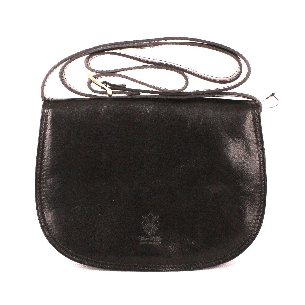 Černá středně velká kožená crossbody kabelka no. 49