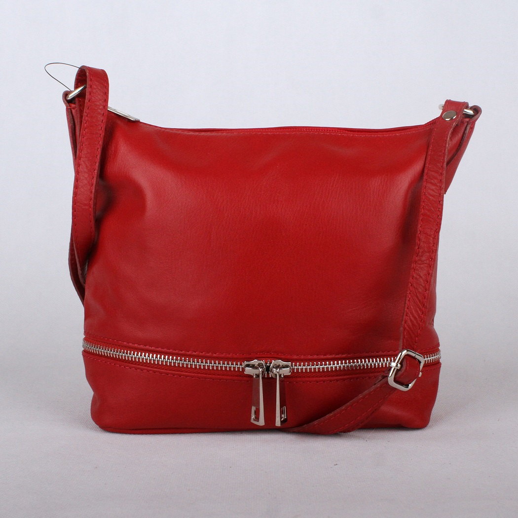 Červená malá/střední kožená crossbody kabelka no. 192
