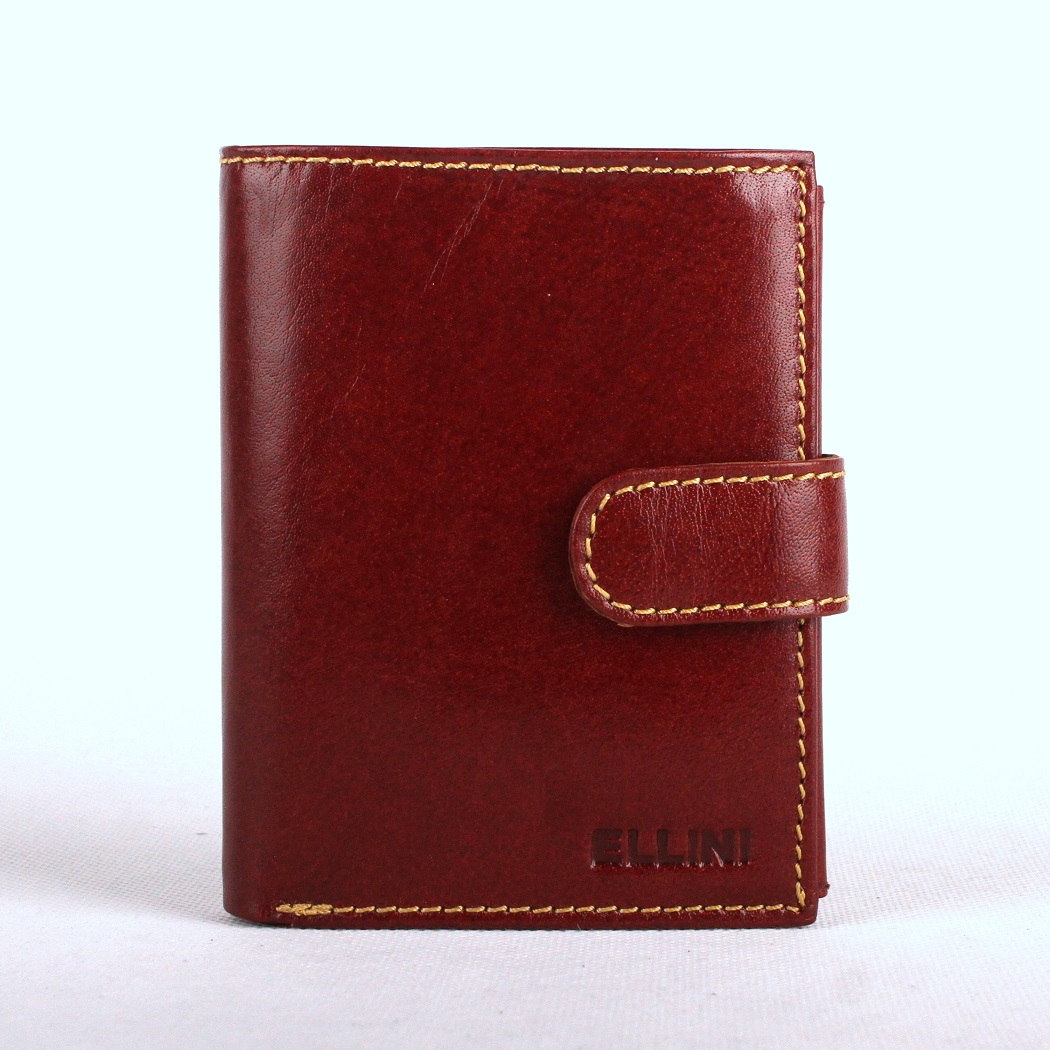 Hnědá (cognac) hladká mírně lesklá kožená peněženka ELLINI 