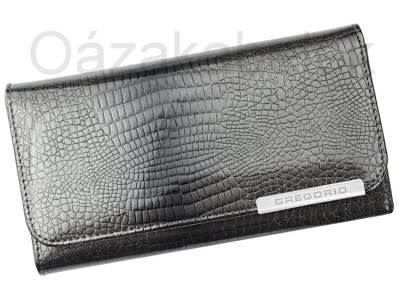 Lesklá šedá kožená peněženka Gregorio GF110