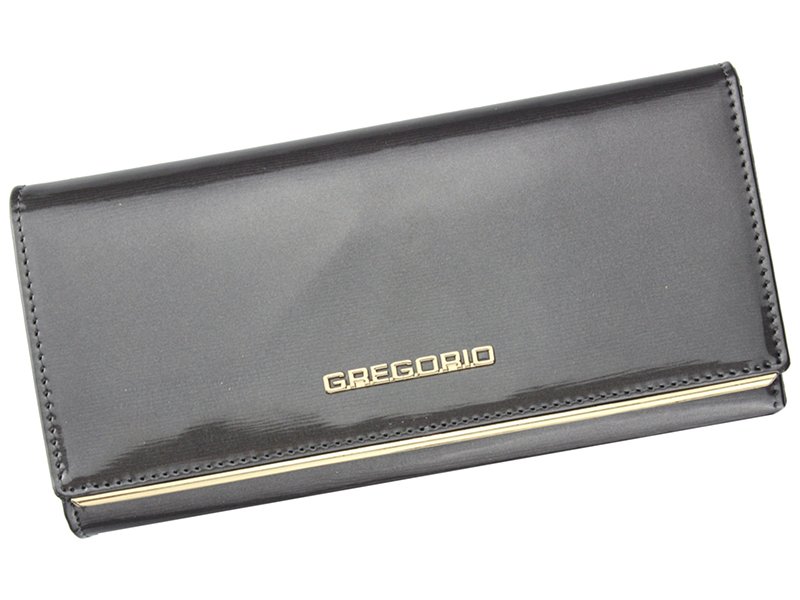 Lesklá šedá kožená peněženka Gregorio ZLL106