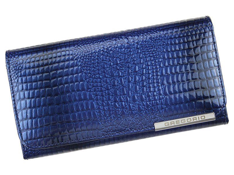 Lesklá modrá kožená peněženka Gregorio GF110
