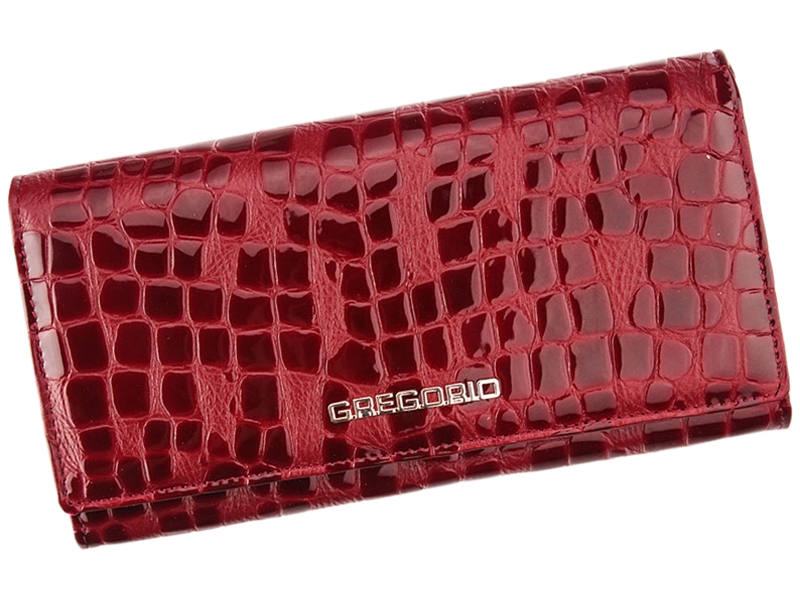 Tmavěčervená lesklá kožená peněženka Gregorio FS-106