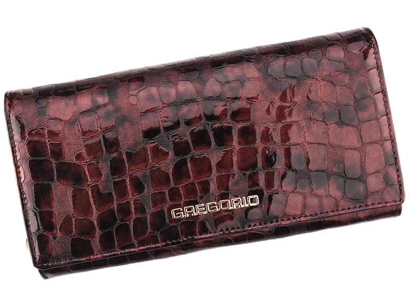 Višňová lesklá kožená peněženka Gregorio FS-106