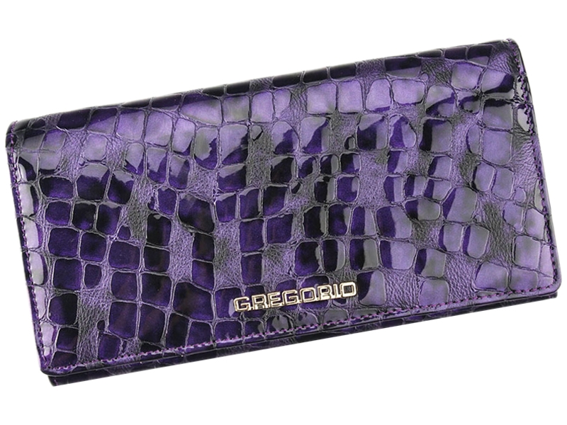 Fialová lesklá kožená peněženka Gregorio FS-106
