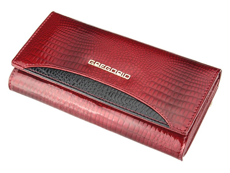 Červená lesklá kožená peněženka Gregorio GP-100
