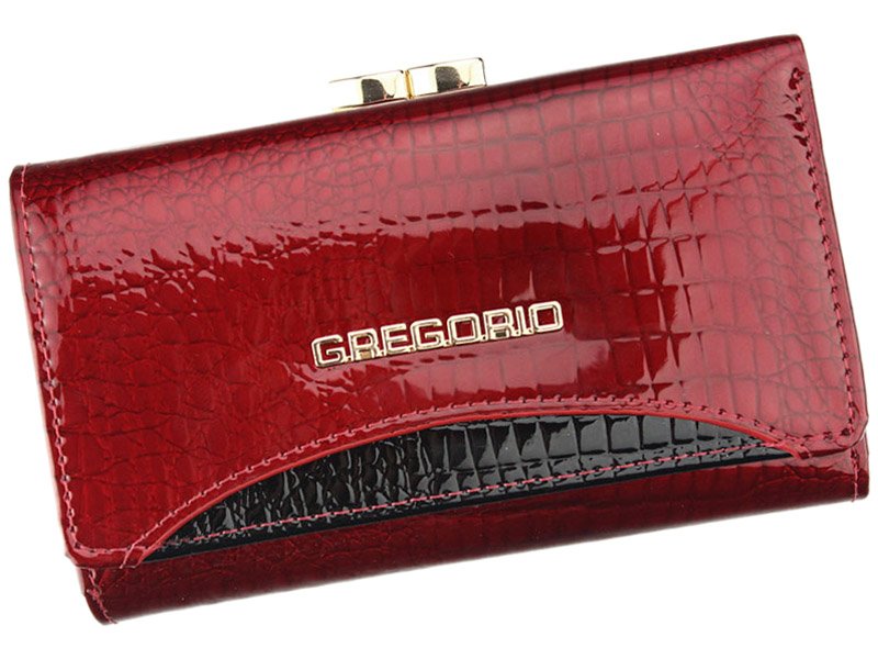 Červená lesklá kožená peněženka Gregorio GP-108