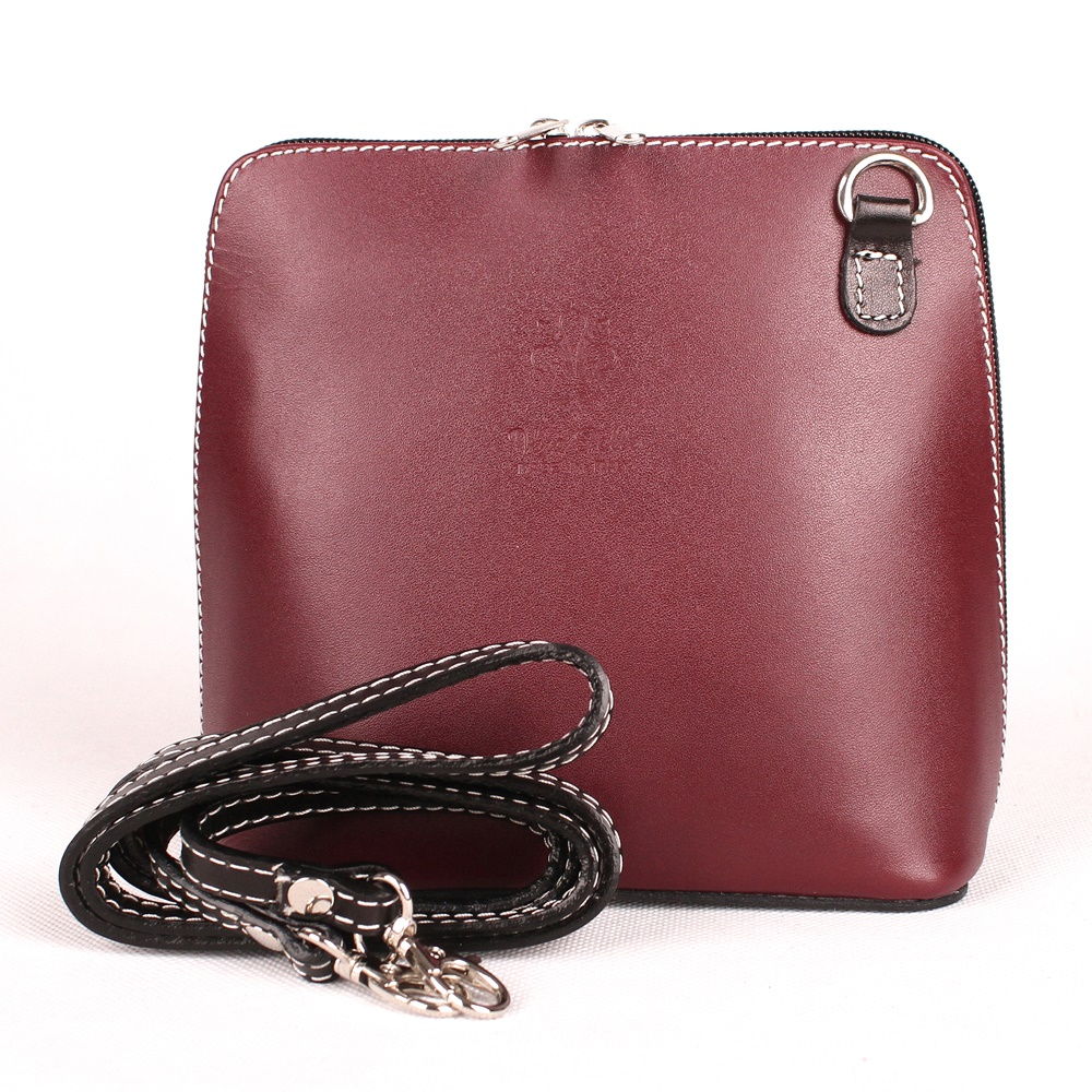 Vínová-černá malá kožená crossbody kabelka no. 55