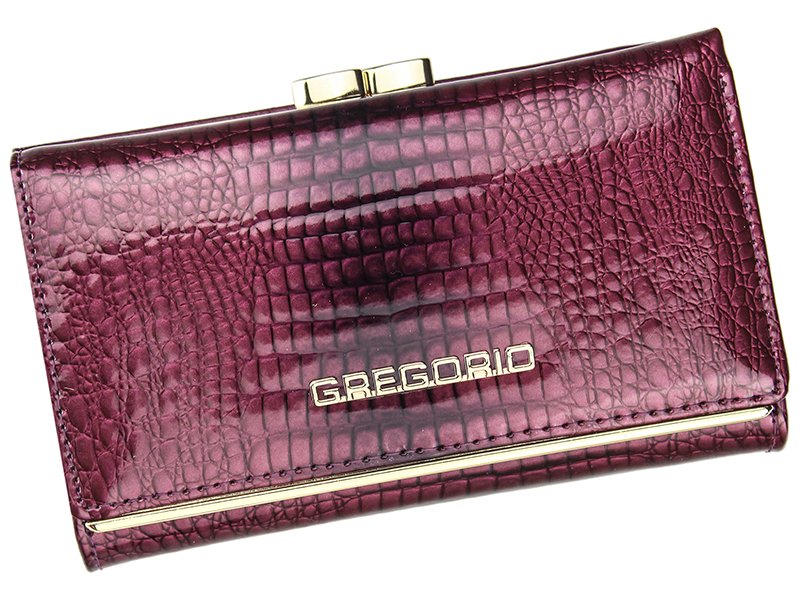 Fialová lesklá kožená peněženka Gregorio SLL108