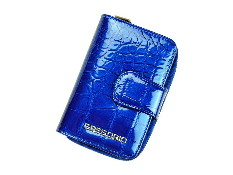 Lesklá modrá kožená peněženka Gregorio BC-115