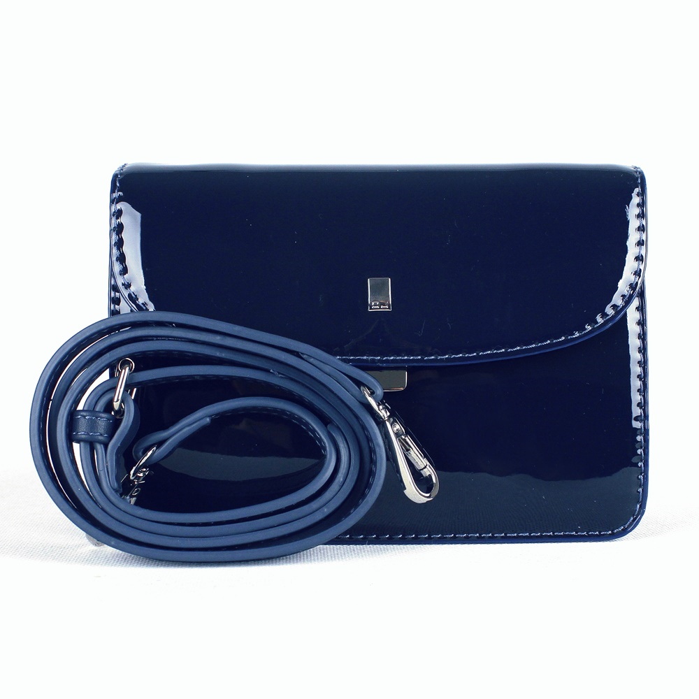 Pětioddílová malá pevná lesklá tmavěmodrá crossbody kabelka David Jones CM4024