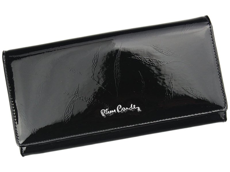 Černá lesklá kožená peněženka Pierre Cardin LEAF 100