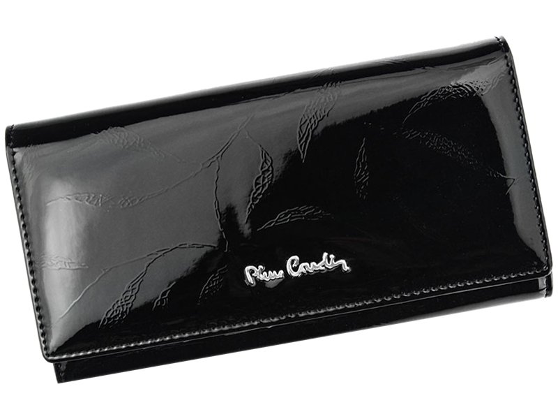 Lesklá černá kožená peněženka Pierre Cardin 02 LEAF 114