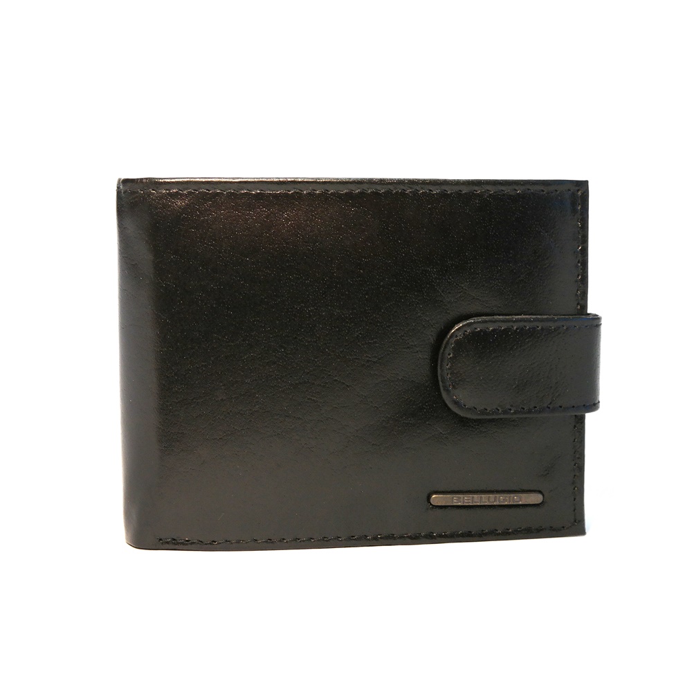 Černá mírně lesklá kožená peněženka Bellugio (AM-40-032)