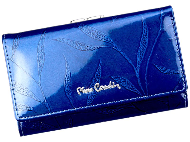Modrá lesklá kožená peněženka Pierre Cardin LEAF 108