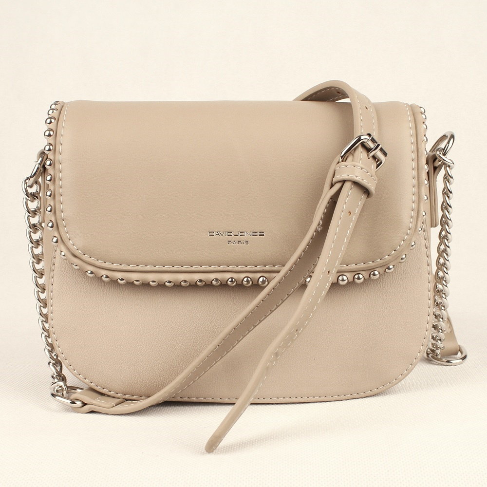 Velbloudí crossbody kabelka David Jones 5904-1 s aplikacemi v klopě