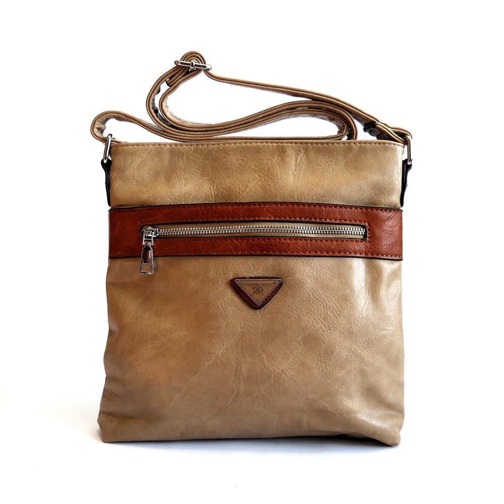 Středně velká světlěhnědá crossbody kabelka ROMINA & CO D118