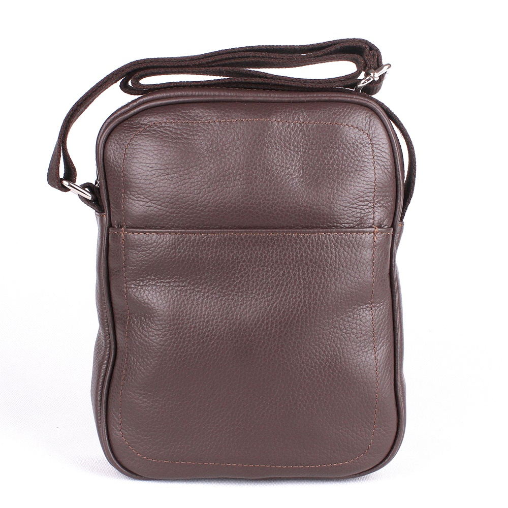 Tmavěhnědá kožená crossbody taška LAVORAZIONE no. 5519