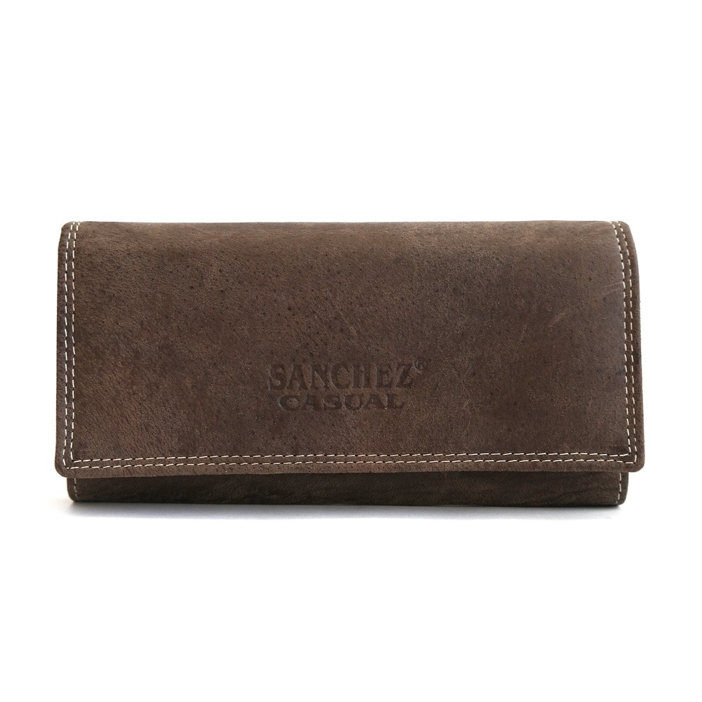 Tmavěhnědá kožená peněženka SANCHEZ CASUAL (ADS-08-063M)