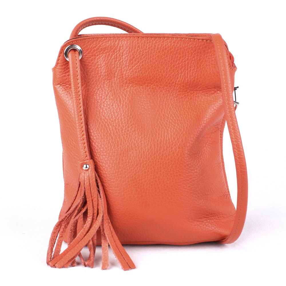 Oranžová malá kožená crossbody kabelka no. 8822
