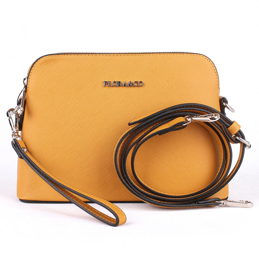 Malá pevná hořčicová crossbody kabelka FLORA&CO F3772