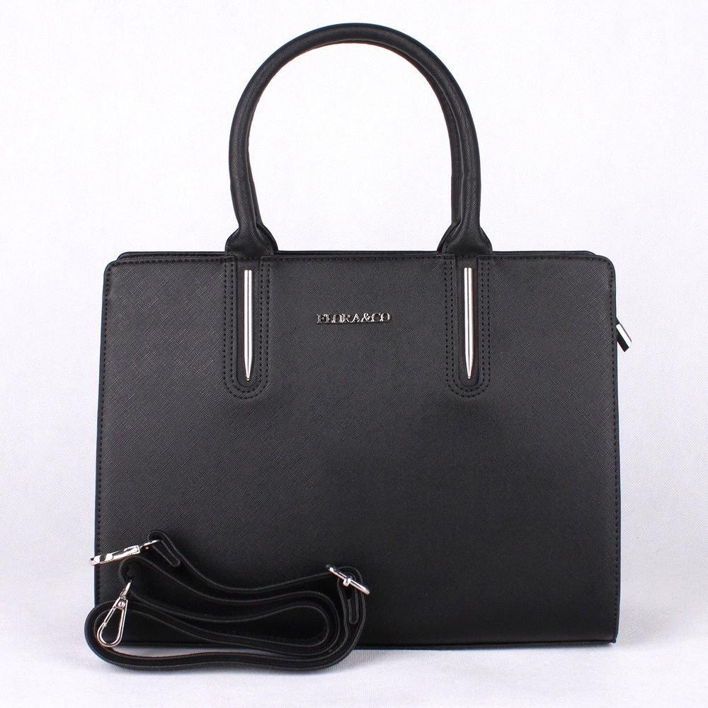 Černá středně velká elegantní kabelka do ruky FLORA&CO F9519