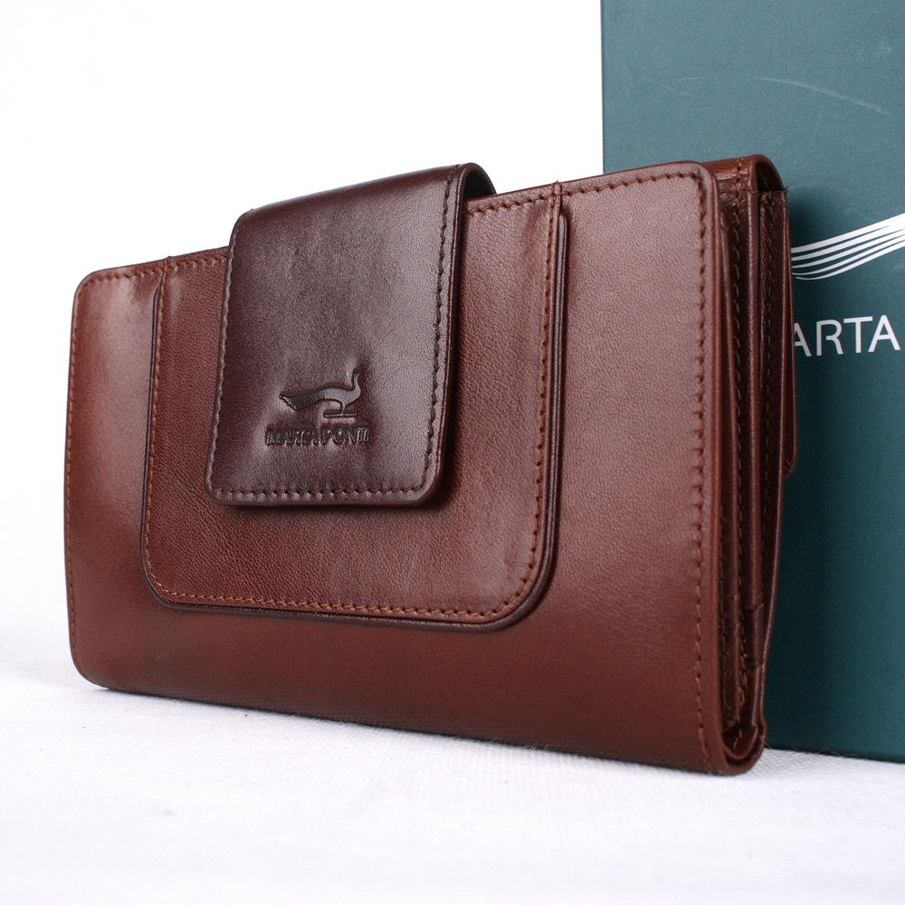 Luxusní hnědo-tmavěhnědá kožená peněženka Marta Ponti no. B506