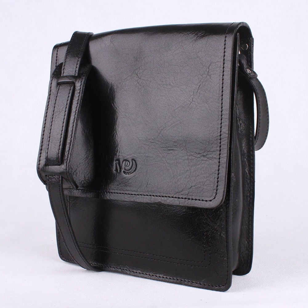 Luxusní kožená hladká černá crossbody taška Marta Ponti no. 811