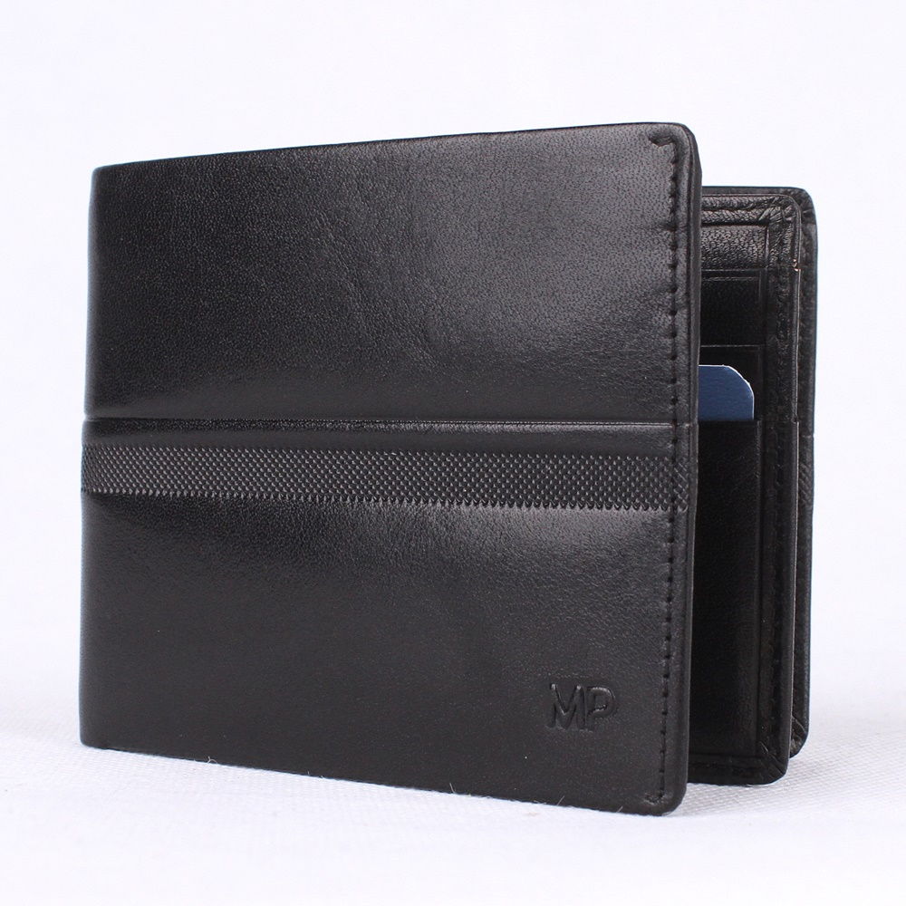Luxusní černá hladká kožená peněženka Marta Ponti no. 622