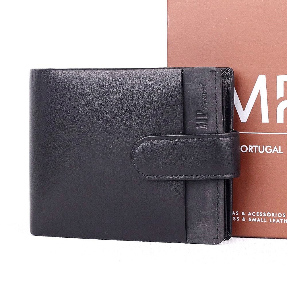 Luxusní černá hladká kožená peněženka Marta Ponti no. 161R + RFID