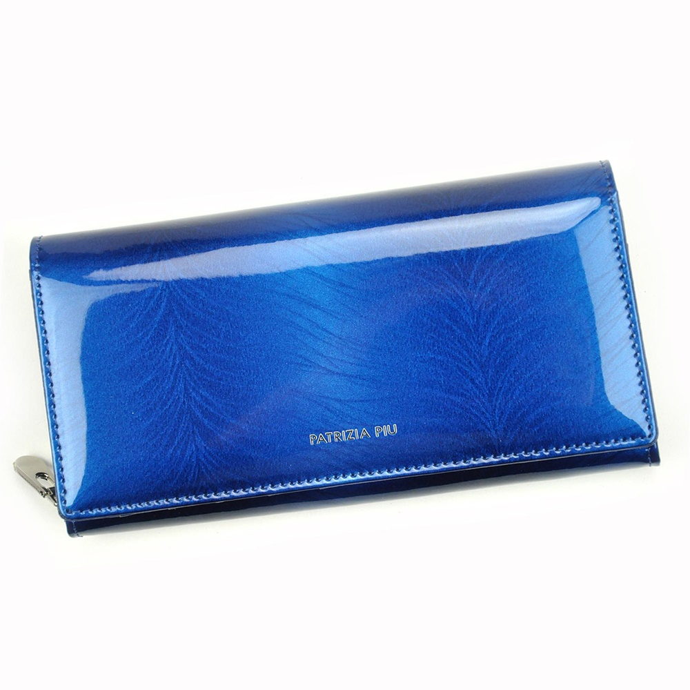 Lesklá modrá kožená peněženka Patrizia Piu FF-106