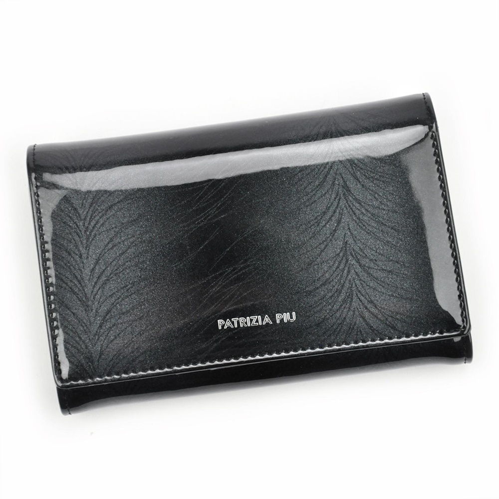 Tmavěšedá/černá kožená peněženka Patrizia Piu FF-112