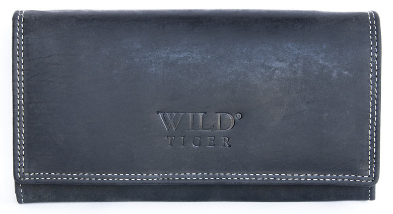 Černá kožená peněženka Wild Tiger