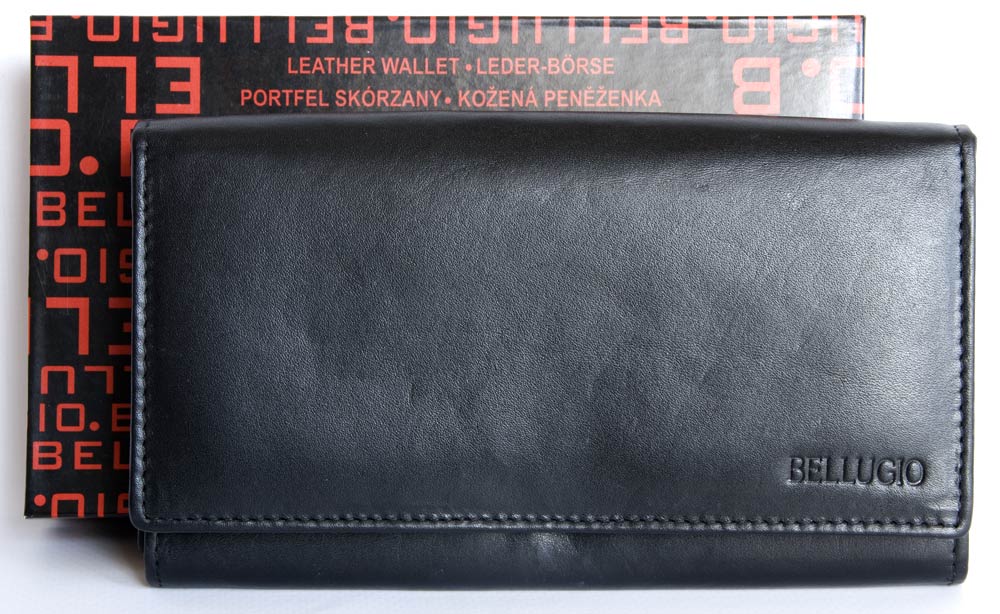 Černá kožená peněženka BELLUGIO